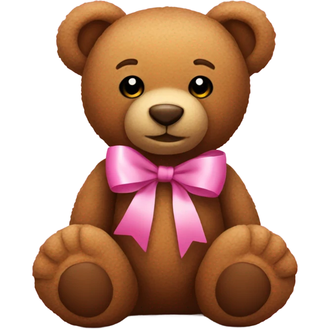 Brown teddy bear with pink ribbon emoji