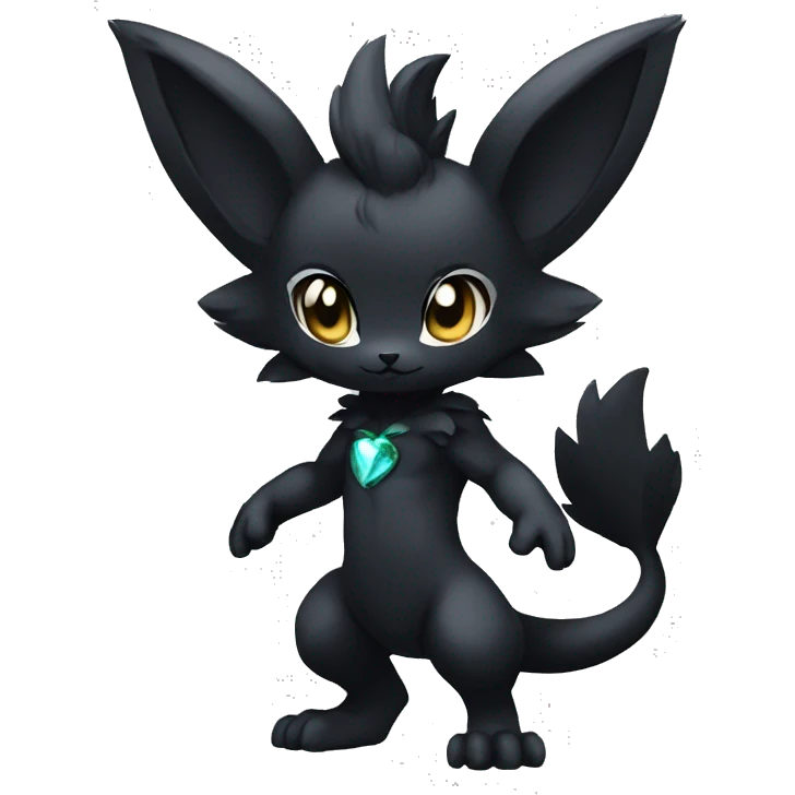 a anthro chibi-style black sparkle-Fakémon-hybrid full body emoji