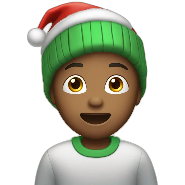 kid with a christmas hat singing a carol emoji