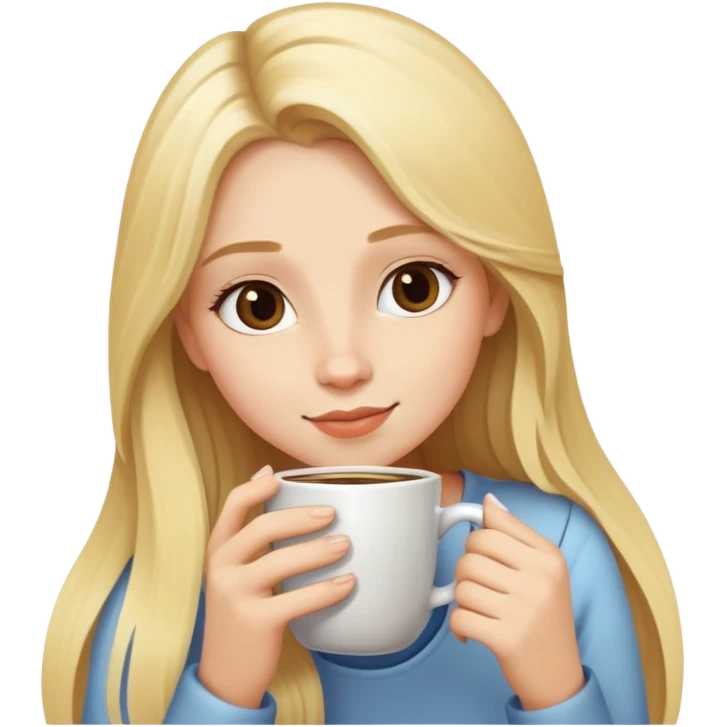 girl with long blonde hair sipping coffee emoji