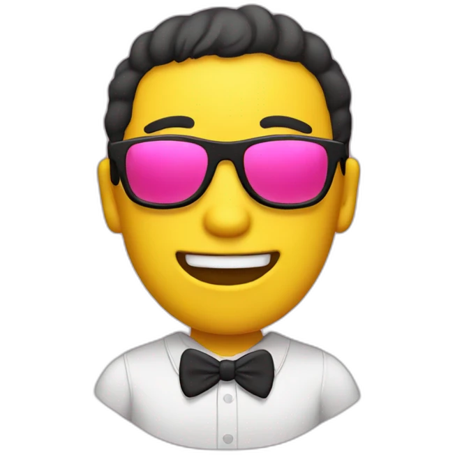 2D emoji, who is yellow male with Pink sunglasses with black  border emoji