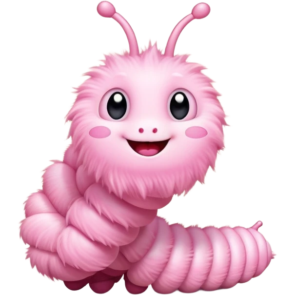cute light pink caterpillar waving hello emoji
