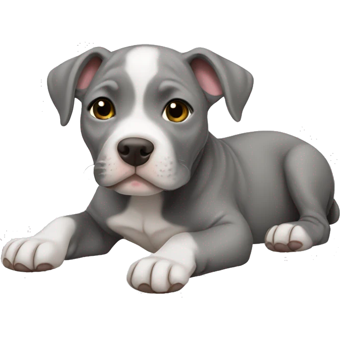Gray Pitbull puppy laying emoji