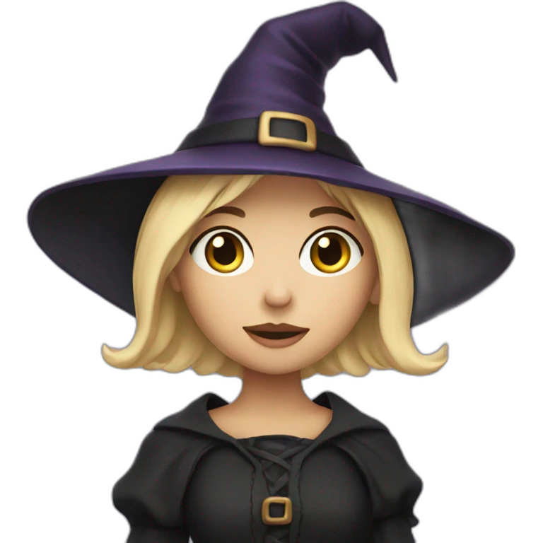 a little blondie with short hair and dressed as a witch emoji