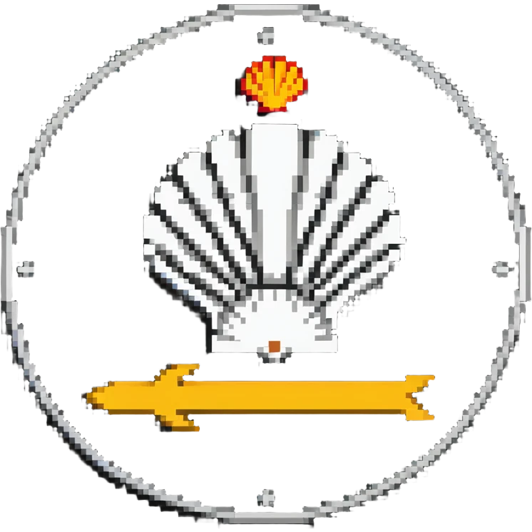 Camino de Santiago road sign with scallop shell symbol emoji