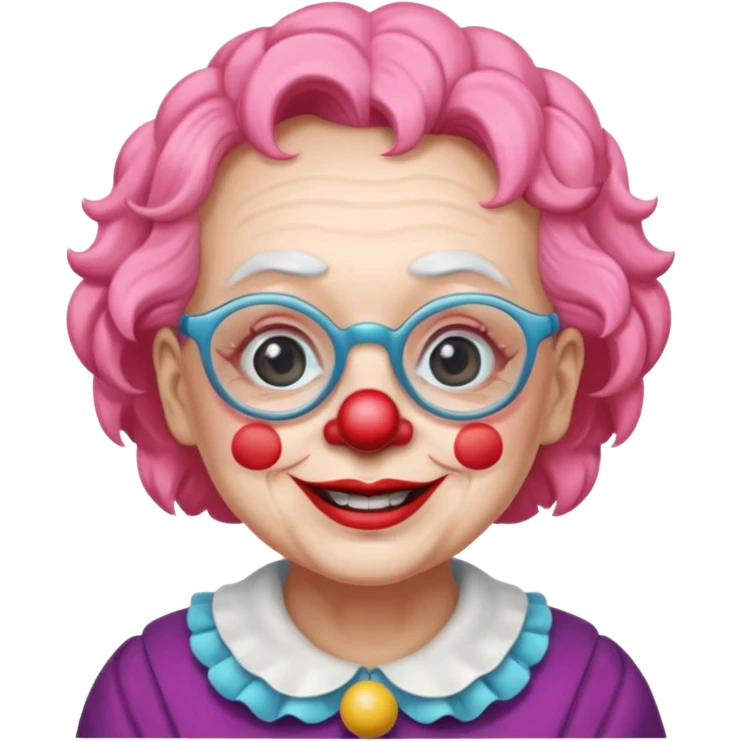 grandma clown with eyeglasses emoji