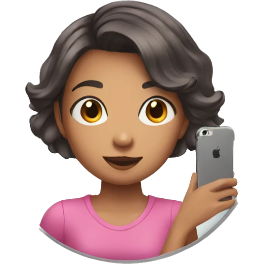 girl taking mirror selfie holding phone short hair emoji