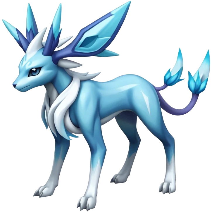 dialga-suicune-Glaceon-hybrid, full body emoji
