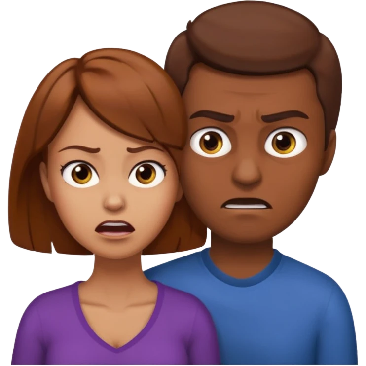 Une homme châtain possessif qui essaye d’attraper le cou de sa femme brune emoji
