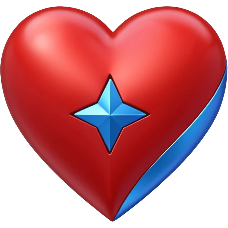 A geometric red 3D heart with a geometric blue star inside emoji