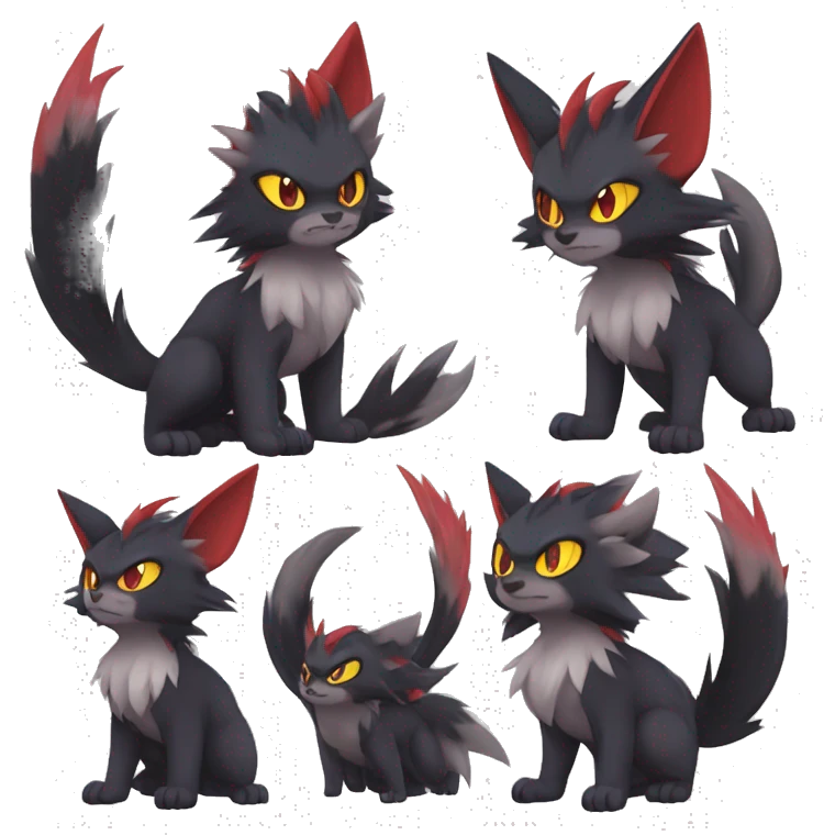  Kawaii Edgy Cool Beautiful Nargacuga-Noivern-Torracat-Litten-Zorua-Zoroark full body emoji