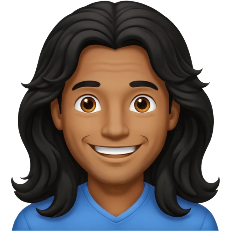 Männlich, lange gewellte schwarze Haare, braune Haut  emoji