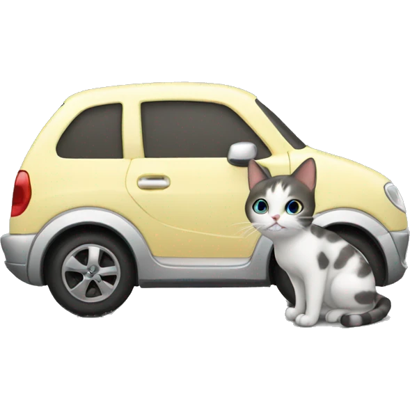 Cat next to car emoji