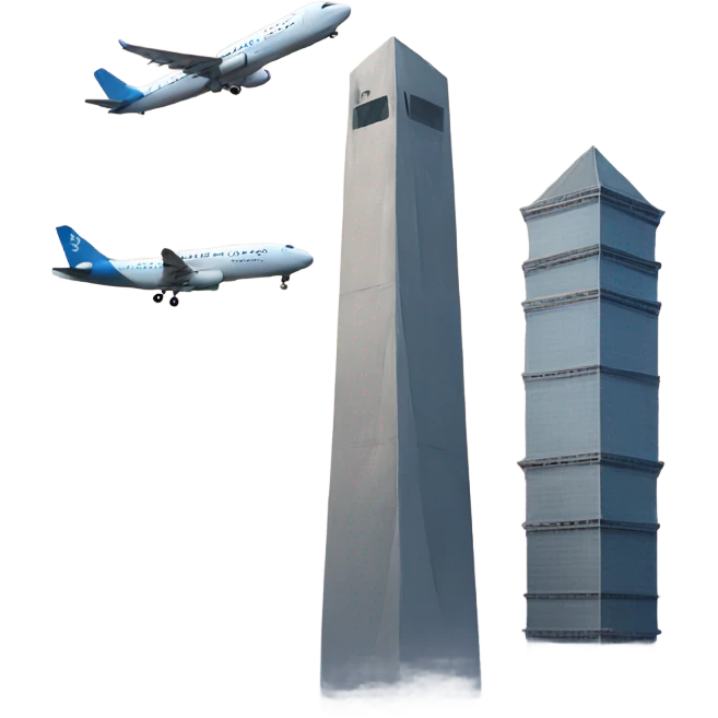 2 towers and one plane emoji