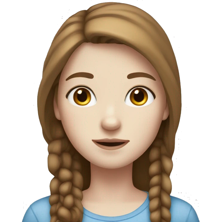 A girl with pale skin brown hair that is straight freckles blue eyes emoji