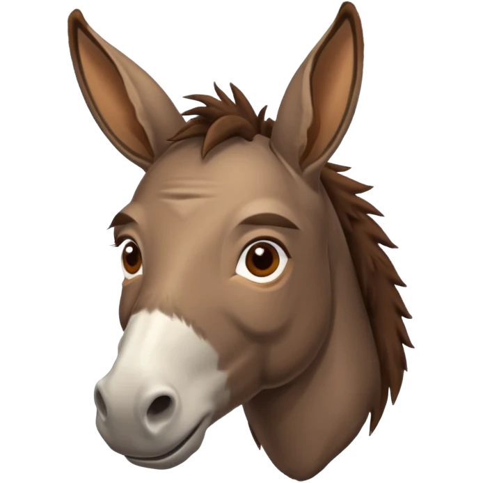 Ein behindert aussehender Eselkopf. Seine Augen sollen in verschiedene Richtungen Blicken  emoji