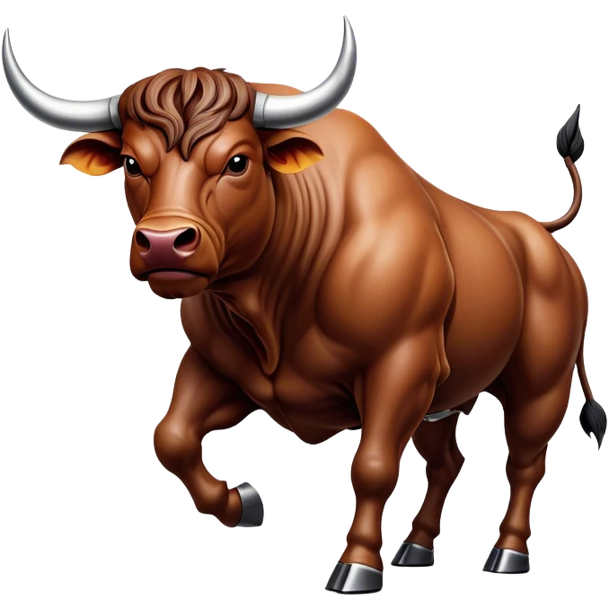 Cinematic Realistic depiction of a powerful Spanish charging bull, rendered with dynamic muscle definition and detailed, textured hide, set against a dramatic backdrop with intense, action-packed lighting emoji