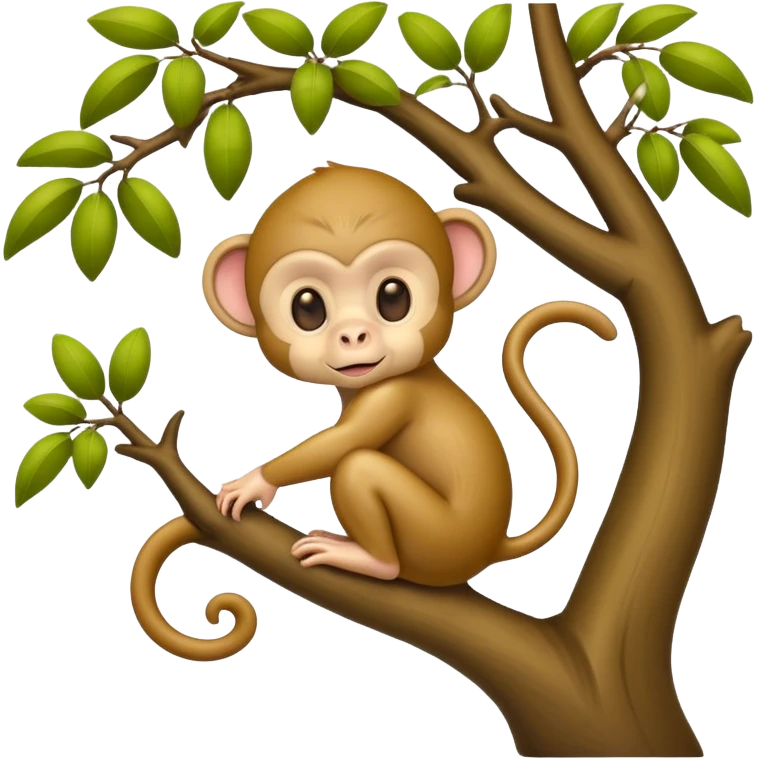 Baby monkey sitting on tree emoji