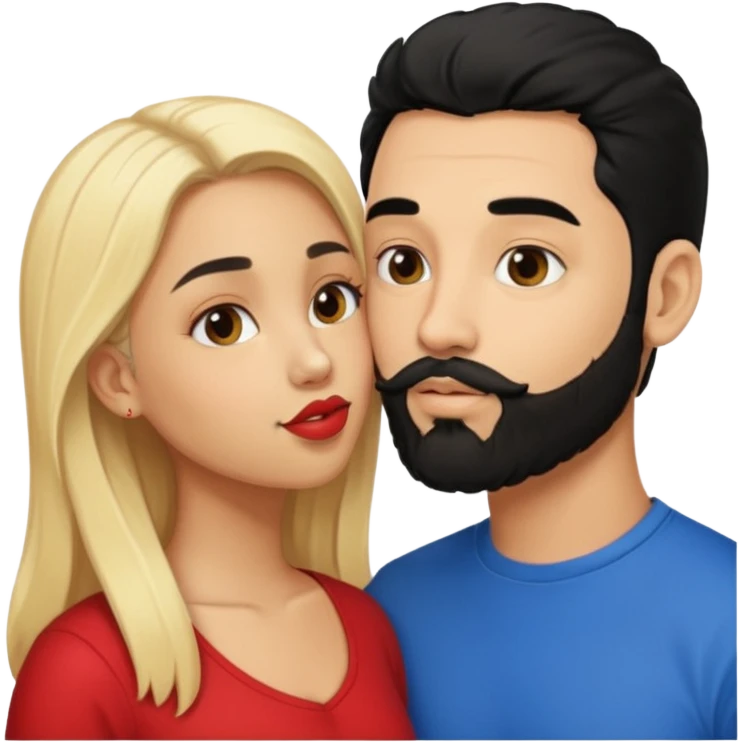 Puerto rican beard light skin man black hair with blonde girl kissing  emoji