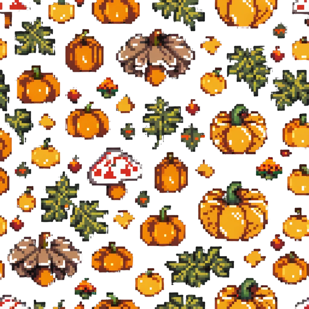 heart with mushroom and pumpkin patterns emoji