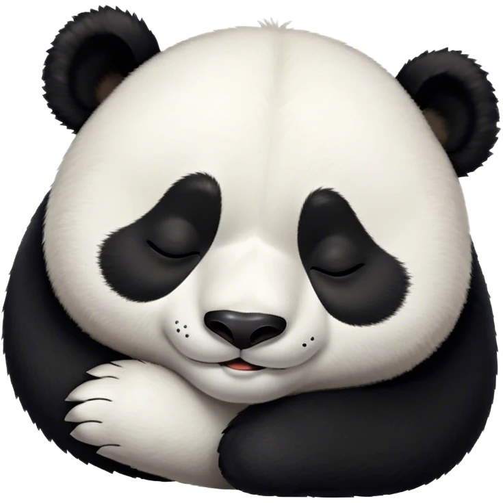 Meme-Worthy Cute Sleeping Panda Portrait Emoji, Head resting peacefully with a contented smile, showcasing a delightfully robust build and a luxuriously soft black and white Fur, eyes shut in a serene, restful nap, Simplified yet hilariously adorable features, highly detailed, glowing with a soft, drowsy light, high shine, relaxed and utterly lovable, stylized with an air of playful laziness, bright and heartwarming, soft glowing outline, capturing the essence of a comically sleepy panda, so meme-worthy it feels like it could instantly become the next viral sensation of adorable slumber! emoji