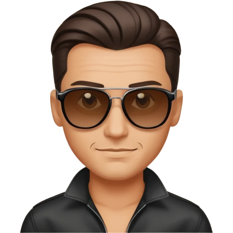 bad boy man with a charming smirk, slicked-back hair, wearing sunglasses emoji