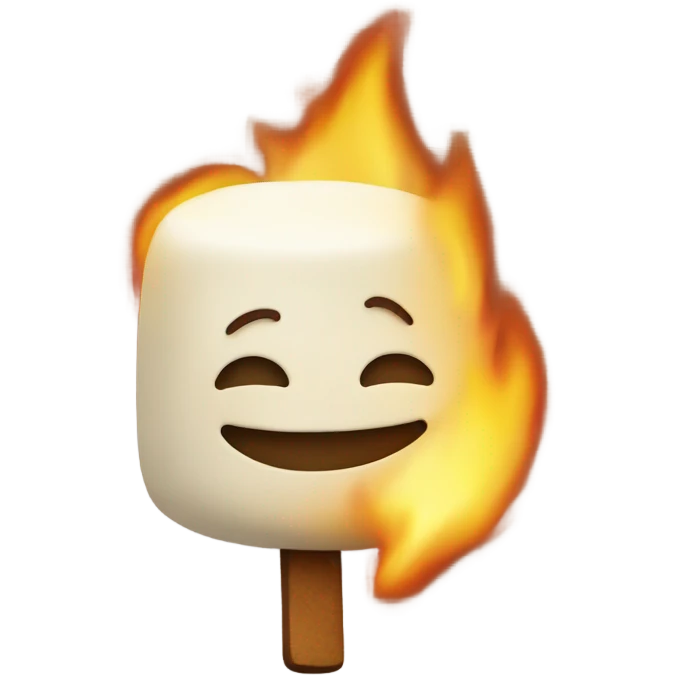 Roasting Marshmallow on fire smiling face emoji