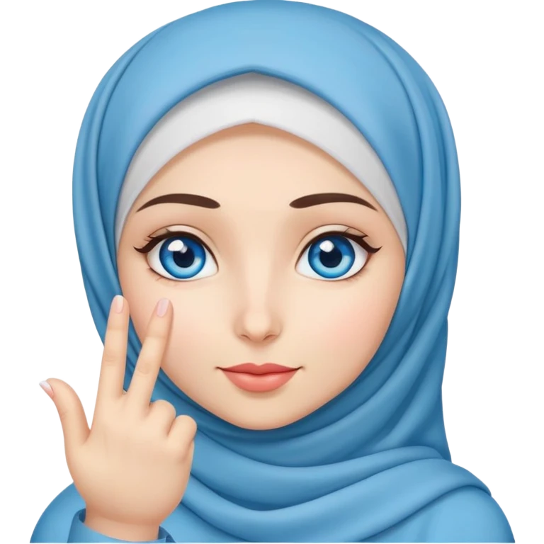 Turkish beautiful finish Konya girls blue eyes with hijab and says love with her finger hand emoji