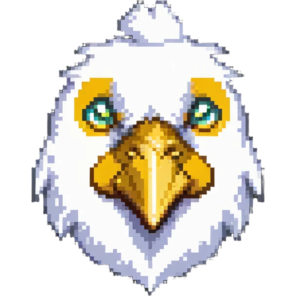 ultra-minimal blocky chicken head emoji with only 2 large square pixels: one white for the head, one yellow for the beak, extremely simple and abstract, matching Minecraft palette emoji