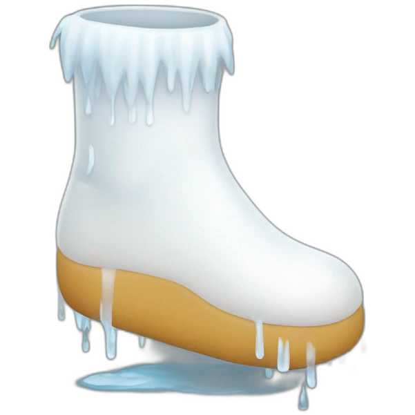 Foot wearing white socks wet with rain on the ground emoji