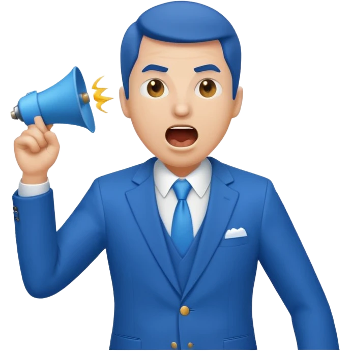 A blue Telegram emoji style of trump shouting emoji