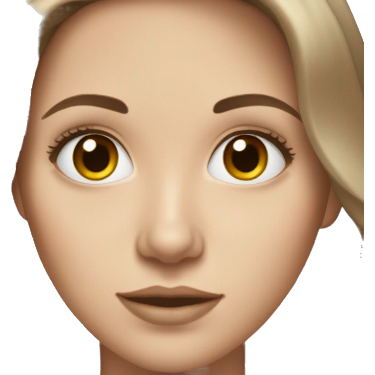 White girl with long brown hair makeup emoji