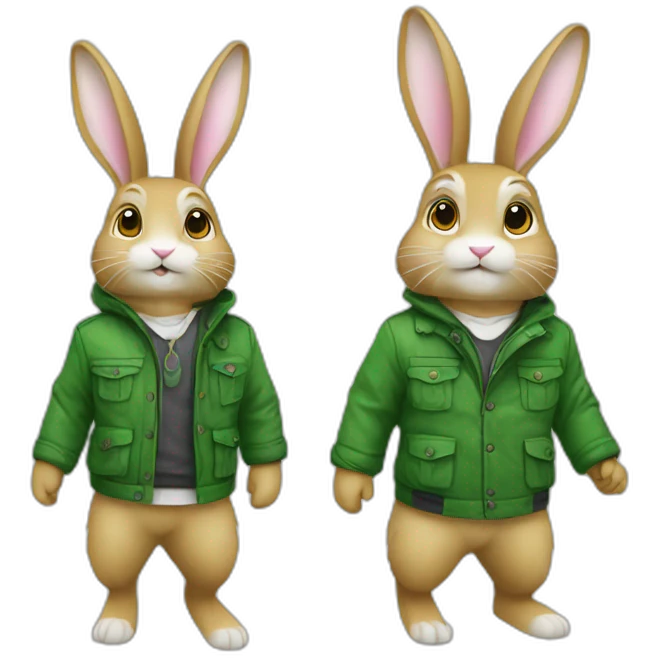 Lapin avec veste verte énervé  emoji