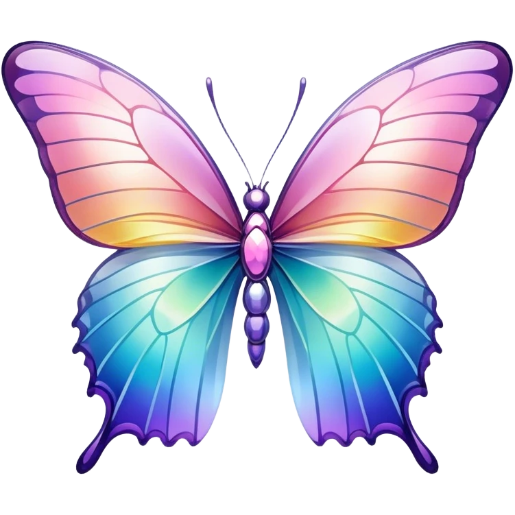 Gorgeous pretty beautiful Pastel rainbow-gradient iridescent glass crystal butterfly emoji