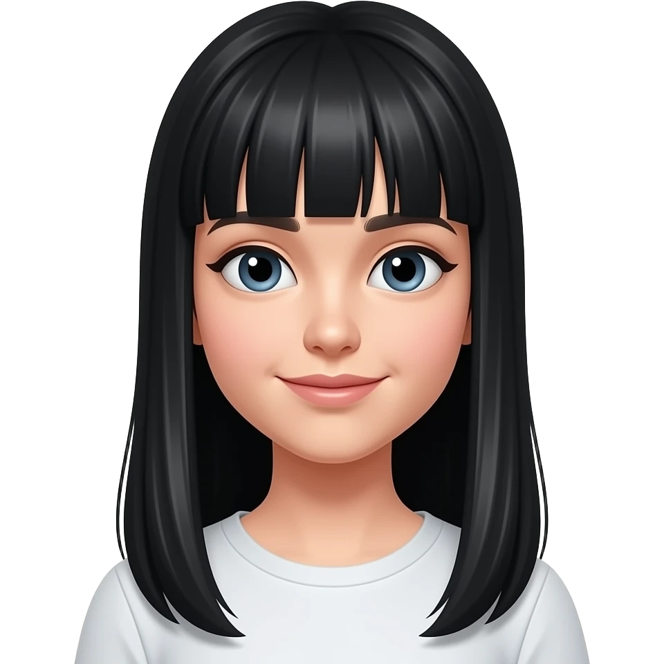 Menina branca de cabelo liso preto longo emoji