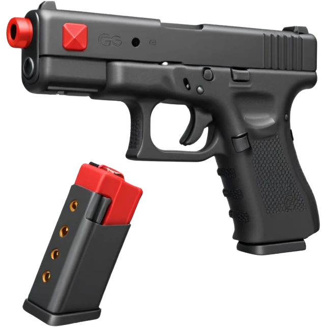 a red glock 20 with a drum mag inside of it with a red flag like people wear in real life with a incognito switch in the back plate emoji