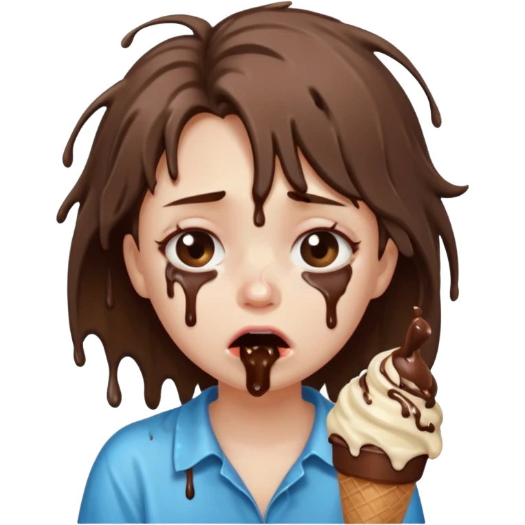 a crying girl with ice cream after heartbreak emoji