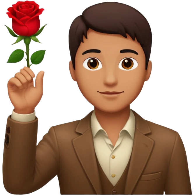 Hombre alzando la mano con una rosa emoji