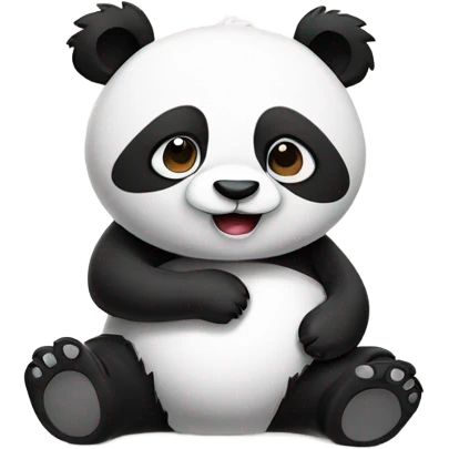 Hungry panda holding his stomach  emoji