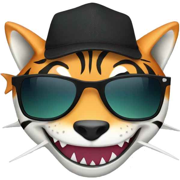 Tiger shark sunglasses hat emoji