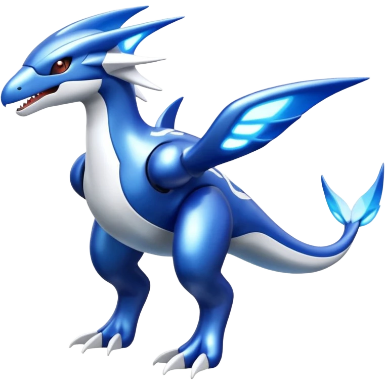 Shiny futuristic Cyber-Kyurem-Kyogre-Latios-Lugia-Fakémon-hybrid-creature (full body)  emoji