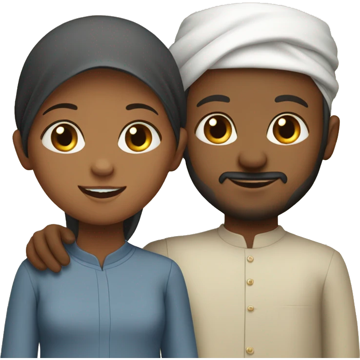 Muslim family with one 3 year old girl and one 1 year old boy emoji