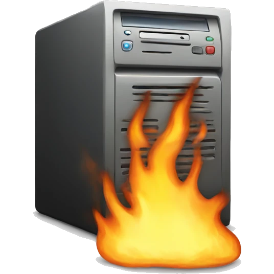 Burning computer emoji
