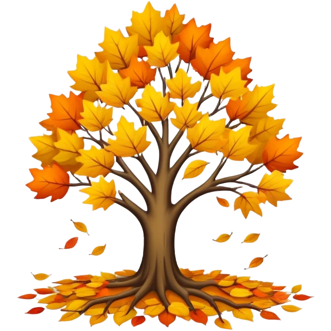 autumn tree with leafless falling  emoji