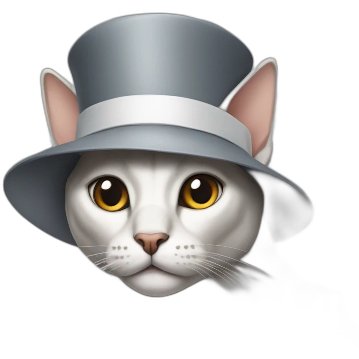 cat  sphinx with a white nose and a gray head in a hat emoji