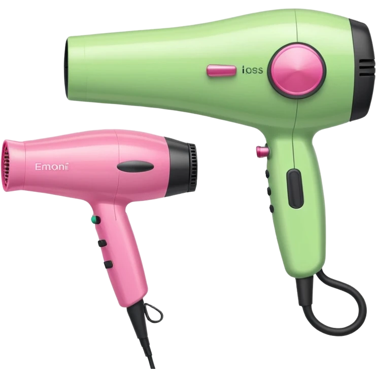 light green and pink hairdryer and straightener emoji