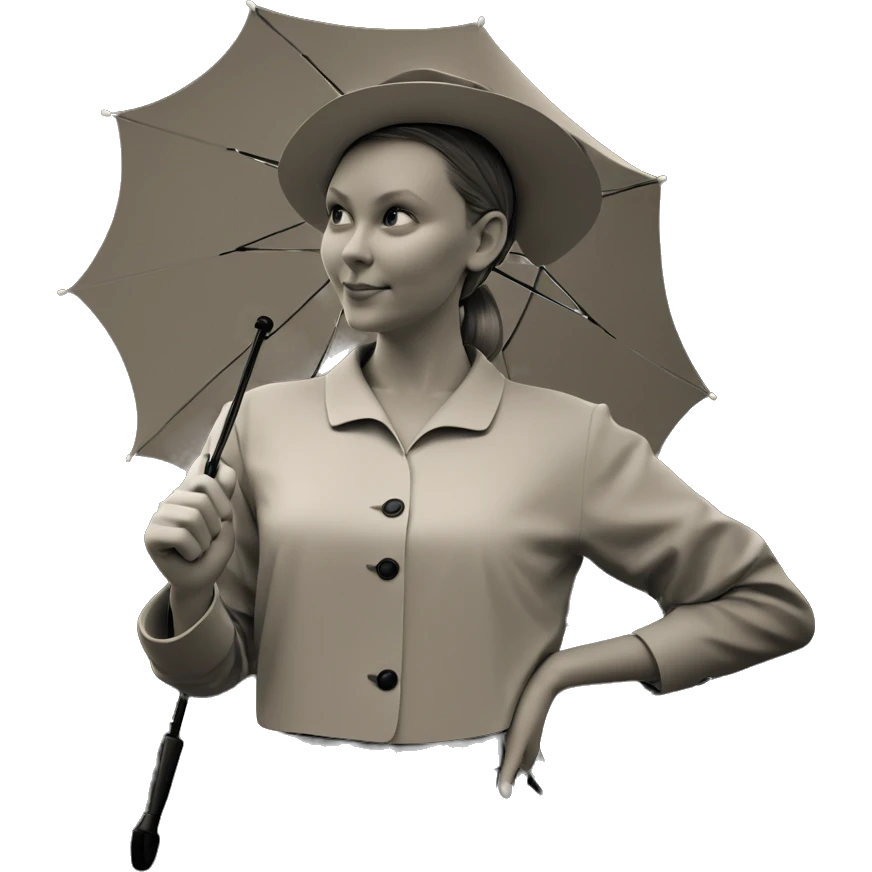 monochrome girl with umbrella emoji