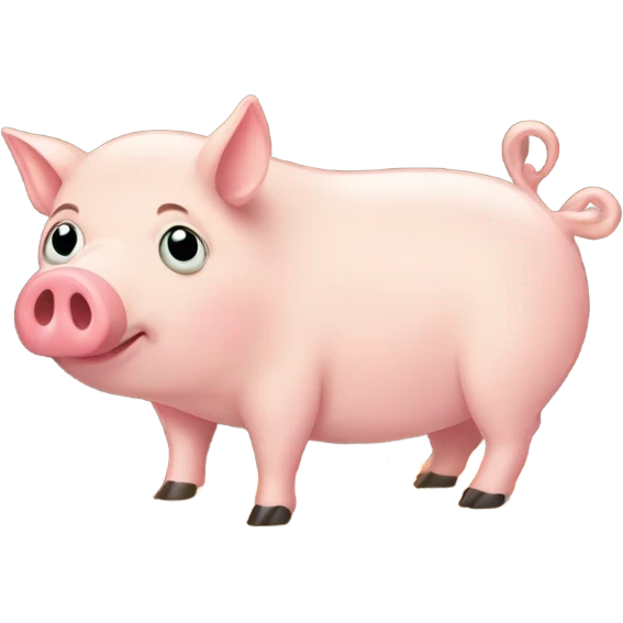 A fat pig eating bacon in a barn emoji