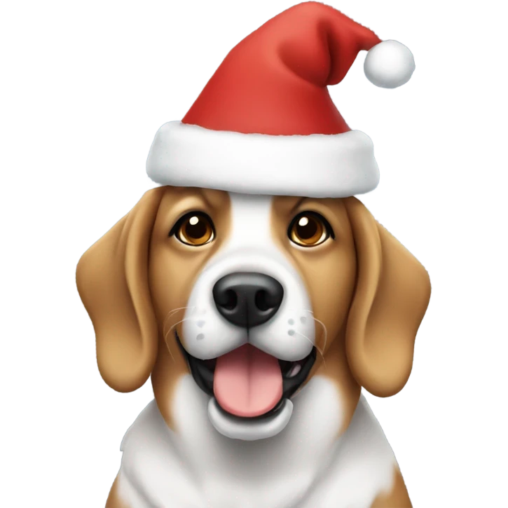 Dog wearing Christmas hat emoji