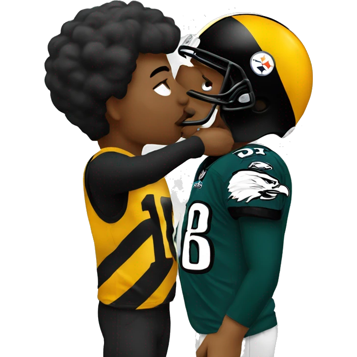 A Steelers fan kissing a eagles fan  emoji
